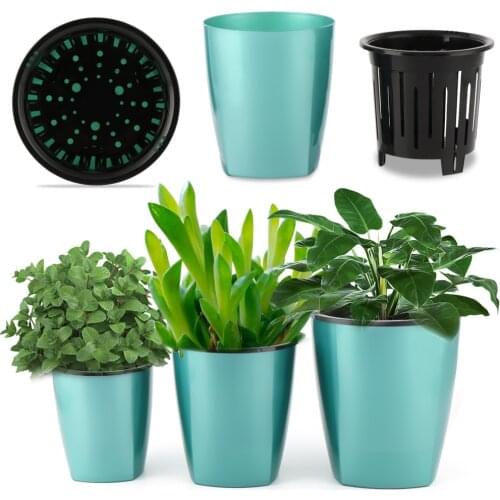 Lazy Plastic Flowerpot Automatic Water-Absorbing Basin Green Plant Balcony Office Home Fleshy Creative Flowerpot Garden Supplies