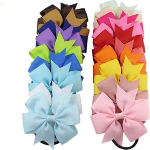 Ribbon Girls Hair 3" Knot Slide Hair Bows Pony Flowers Party Handmade kid Baby Accessories Elastic Hairband Bobbles