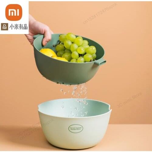 4 color youpin multi-function fruit and vegetable drain basket can filter water can save water fruit basket kitchen basket smart
