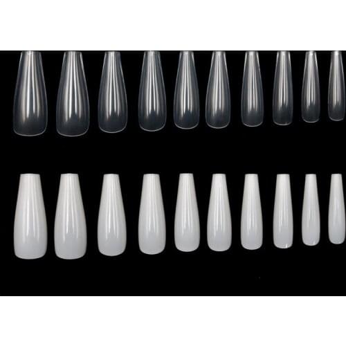 Fake Nails Ballerina Nail Tips Flat Shape Nail Art Tips Natural Clear Full Cover Manicure Stiletto Nail Tips Long Nails