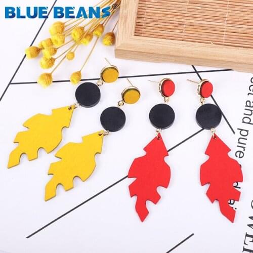 2020 New Fashion Bohemia Leaf Dangle Drop Earrings Tropical Plant Wood Summer Beach Jewelry Party Gifts for Women Girls Handmade
