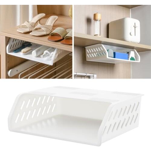Under Desk Storage Plastic White Under Desk Drawer Under Desk Organizer for Cabinet Makeup Kitchen Home Office