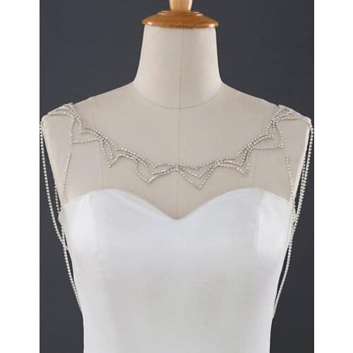 Simple Elegant Thin Shoulder Chain Wedding Party Necklace Bride Accessories Mini Crystals Bridal Jewelry