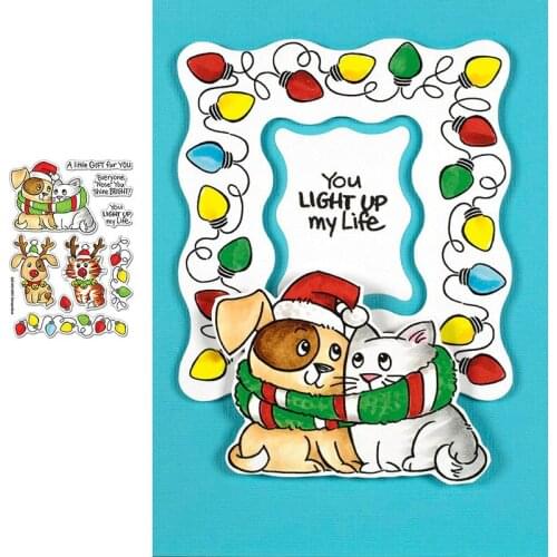 Christmas Dog Cat Deer Stamps And Dies New Arrival 2021 Scrapbook Diary Decoration Stencil Embossing Template DIY Greeting Card