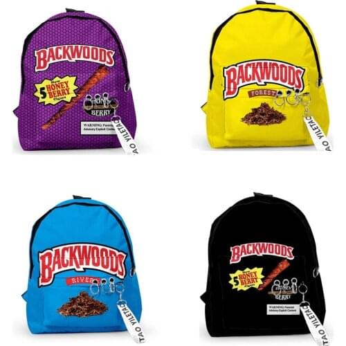 BACKWOODS CIGARS 3D Printed Backpacks Teenager Students School Bags Unisex Travel Waterproof Oxford Key Accessory Backpack Bags