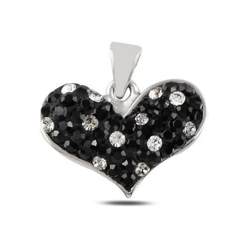 Silver 925 Sterling Heart Crystal Stone Pendant