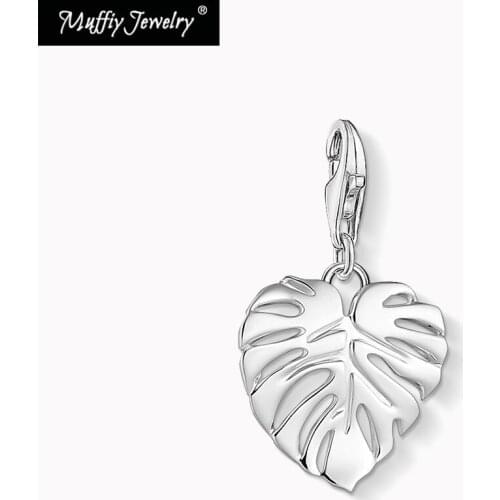 Monstera Leaf Charm Pendant Fit Bracelet 2021 New Fine Jewelry Accessories DIY 925 Sterling Silver Jungle Collection For Women