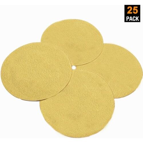 25PCS 6 Inch Gold Sanding Discs Hook and Loop No Hole 40 Grit Sander Sandpaper