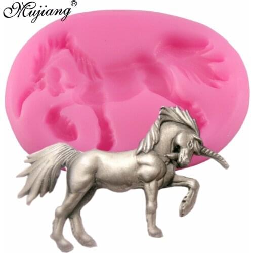 Mujiang Unicorn Cake Silicone Mold Baby Birthday Fondant Cake Decorating Tools 3D Craft Unicornio Candy Chocolate Gumpaste Molds