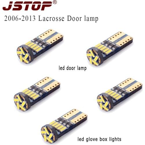 JSTOP 5pcs/set 2006-2013 Lacrosse led car reading lights T10 w5w trunk bulbs 12V 6000K lamps 4014smd Luggage Compartment Lights