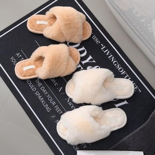 Women Slippers For Home Fluffy Slide Autumn Winter Warm Flat Indoor Shoes High Quality Female Hairy Slipper Fashion Flip Flop
