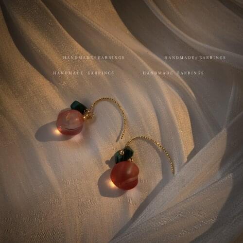 Spring French Glazed Peach Earrings Female Summer Girl Heart Temperament Fashion Lovely Vacation Ear Act The Role Of Tide