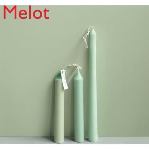 High-End Luxury Solid Color Home Decorative Candle Natural Handle Green Series 3 Candles Candle Making Supplies Finished Product