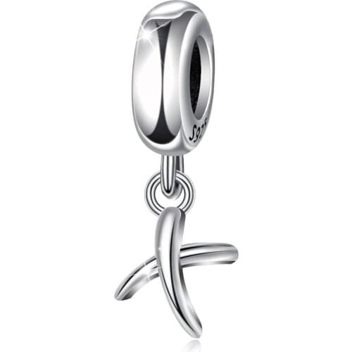 Eudora Real 925 Sterling Silver Letter X Alphabet Beads Charms Fit Charm Bracelets Bangles Women DIY Jewelry Accessories Z119X