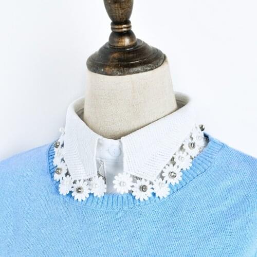 Women Shirt Lapel False Fake Collar Detachable Collars Decorative Half Shirt Blouse Tops Removable Faux Col Black Nep Kraagie