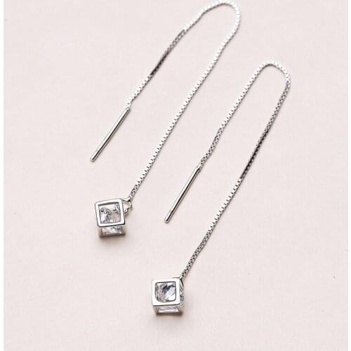L&P New Fashion Square 925 Sterling Silver Dangle Earrings for Women Jewelry Wholesale Gift Hot Sale