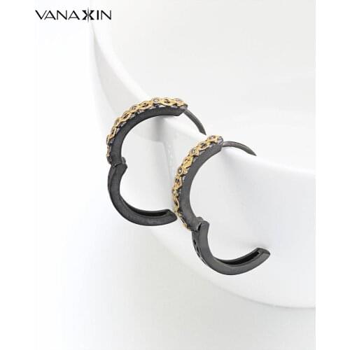 Hoop Earrings For Women AAA Cubic Zirconia Simple Style Circle Retro Style Black Small Cool Jewelry Fashion