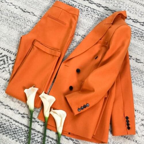 Blazer two piece set women 2021 spring new arrival Korean elegant casual OL suit Ankle-Length Pants