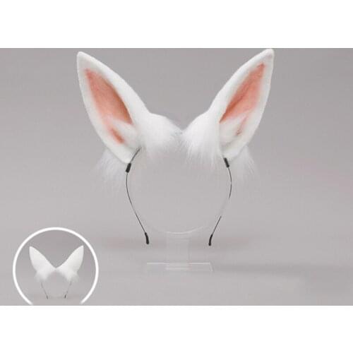Women Animal Bunny Ears Headdress Plush Furry Lolita Headband Anime for Halloween Christmas Cosplay Accessories