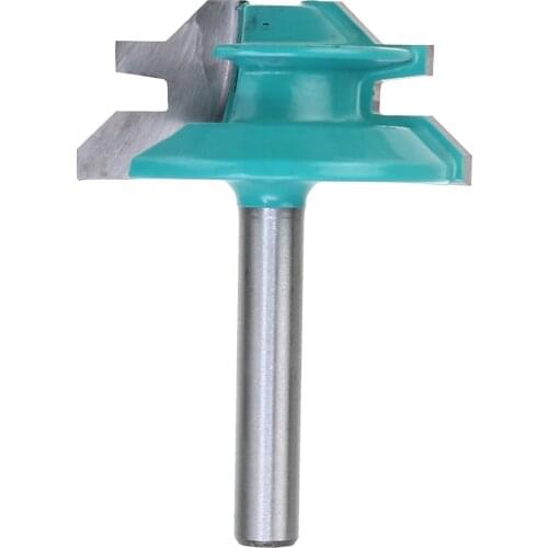 1Pcs 45 Degree Small Lock Miter Router Bit 1/4" Shank 1-1/2" Diameter Tenon Carbide Milling Cutter For Woodworking