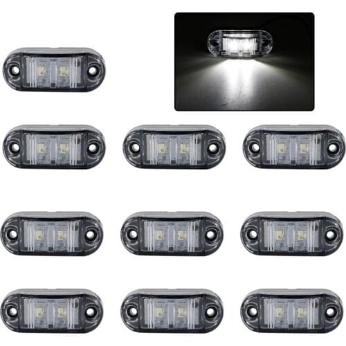 10pcs 12V LED Side Marker Lights Car External Lights Warning Tail Light Auto Trailer Truck Lorry Lamps White color