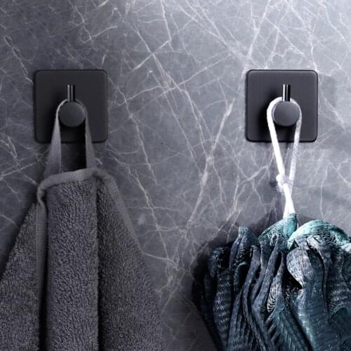 2/4/6 Pcs Stainless Steel Adhesive Hooks Towel Hooks Wall Door Hanger Heavy Duty For Bathroom Kitchen Home New