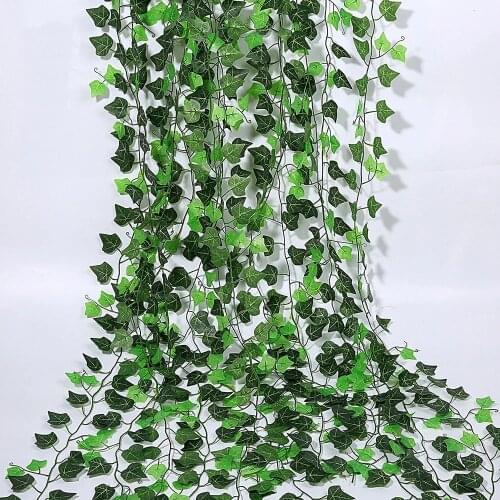 240Cm Grape Vines Leaves Green Artificial Hanging Home Decoration DIY Vine Foliage Fake Flowers For Wedding Party Garden Decor