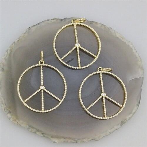 25mm 5pcs/lot Peace sign cz pendant charm,good plating zircon pave charm jewelry,fashion necklace jewelry peace sign component