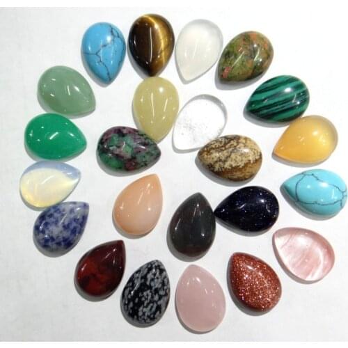 30pcs/lot Natural Quartz crystal malachite stone water drop CAB cabochon no holes beads for Jewelry& making earrings 13x18mm