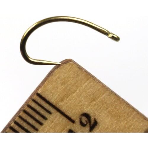 50PCS Gold Color Fly Hook Nymph Bug Shrimp Pupae Larvae Caddis Fly Tying Fish Hooks #12 Non-barb-hook