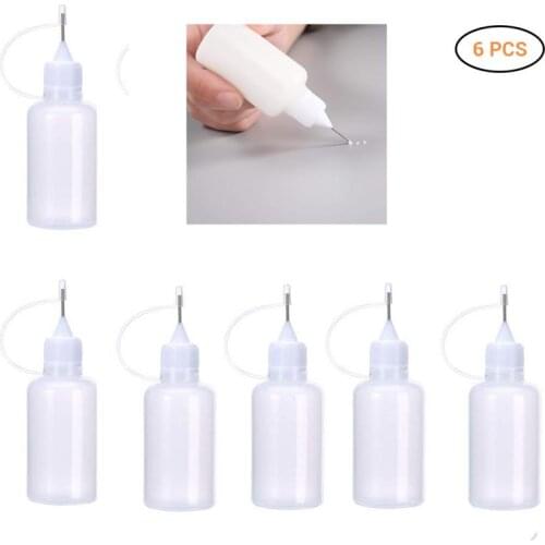 6Pcs 30ml Needle Tip Glue Bottle DIY Paper Art Quilling Tool Precision Bottle Needle Bottle Applicator Tools Scrapbooking Craft