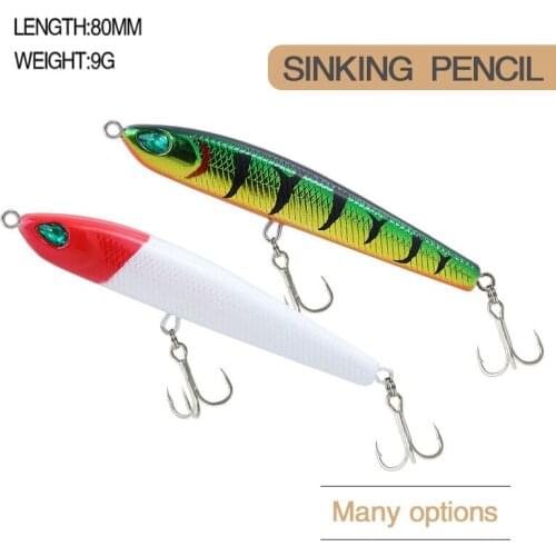 8cm 9g Sinking Pencil Fishing Lure Wobblers Crankbait Artificial Hard Bait Long Casting For Pike Bass Trout Jerkbait LB415