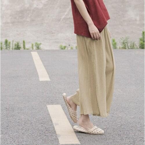 Women Spring Summer Thin Wide Leg Pants Ladies Elastic Waist Loose Trousers Female 2020 Solid Color Pants