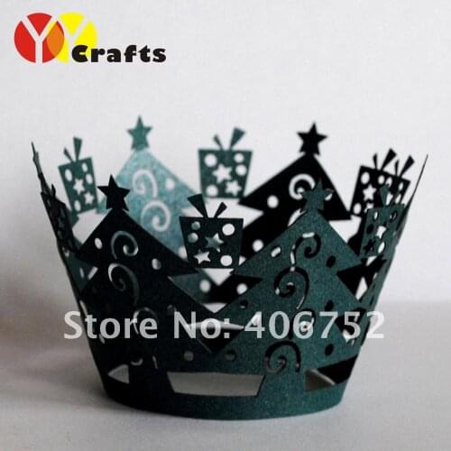 Fast Shipping 12pcs/pack christmas tree lace cupcake wrappers indian wedding decorations art & collectible(mix orders,colors)