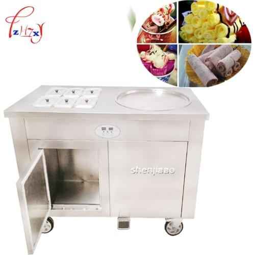 CBJY-1D6A commercial fried ice cream roll fried yogurt machine a single pot with cold storage cabinet fried milk roll machine