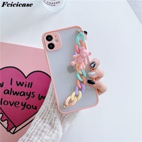 Bear bracelet phone case for iphone 11 Pro max 8 7 Plus 6 6S Camera Protection back cover for iphone xr xs max x 12 Mini Hard PC