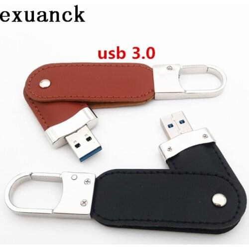 Exuanck custom logo 128GB 3.0 usb-stick leather key chain swivel flash pen drive 4GB 8GB 16GB 32GB 64GB (over 50pcs free logo)