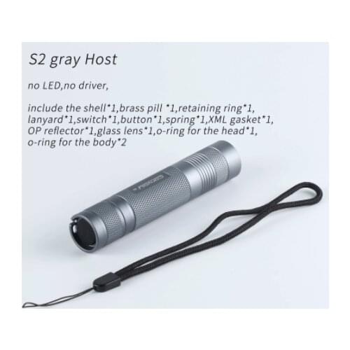 Convoy S2 flashlight host ,include OP reflector,pill,head O ring,glass,spring,lanyard