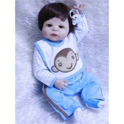 DollMai 23" Reborn dolls whole silicone body reborn babies boy doll gift fake baby new born dolls brinquedos boneca