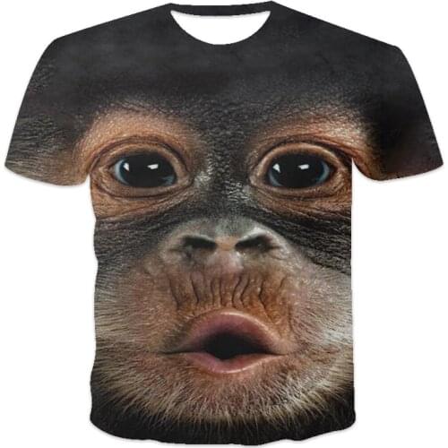 Summer best-selling new mens T-shirt loose clothes retro short-sleeved fashion animal gorilla print O-neck mens T-shirt