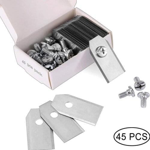45pcs Mower Blades Stainless Steel Brush Cutter Parts Replacement Straight Blade for Lawn Mower Trimming Machine