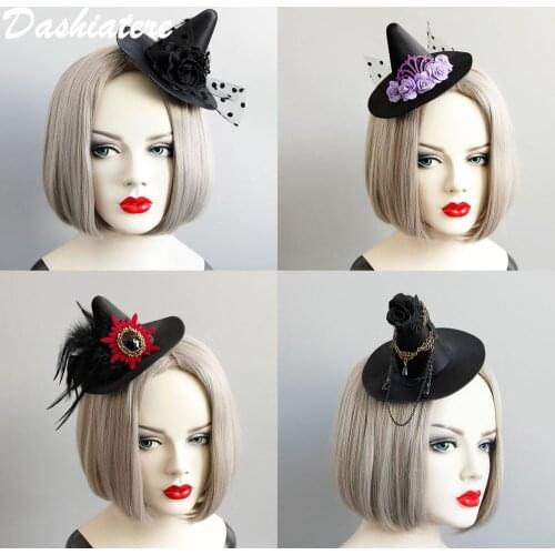 Mini Hat Hair Clips Wizard Costume for Adults Kids Women Fascinator Witch Jewelry Halloween Party Supplies Vampire Headpiece