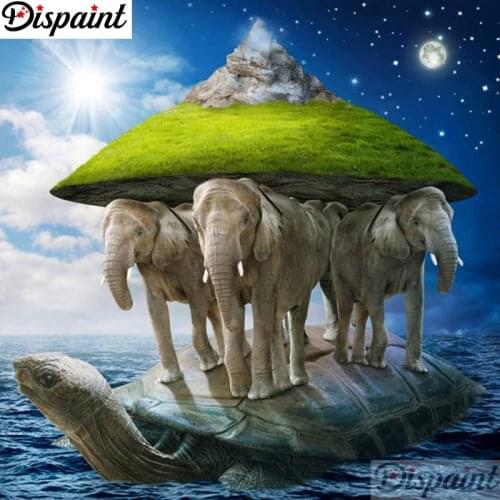 Dispaint Full Square/Round Drill 5D DIY Diamond Painting "Turtle elephant" 3D Embroidery Cross Stitch 5D Home Decor A20780