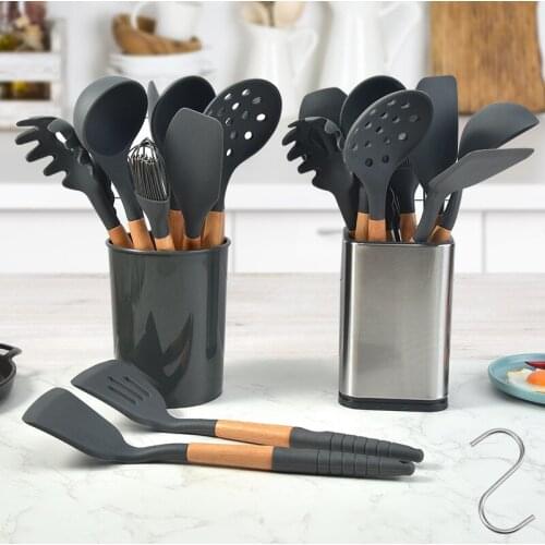 12 Pcs Silicone Cooking Utensils Set Heat Resistant Kitchen Non-Stick Cooking Utensils Baking Tools With Storage Box Tools