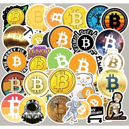 Cartoon Bitcoin Commemorative Coin Sticker Personality Creative Sticker Luggage Car Refrigerator Stationery Decoration Sticker