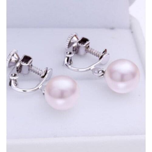 New pair of 10-11mm south sea round white pearl earring clisp925s