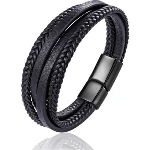 2018 New Design Multi-layers Handmade Braided Genuine Leather Bracelet & Bangle For Men Women Jewelry Birthday Gift Wholesale