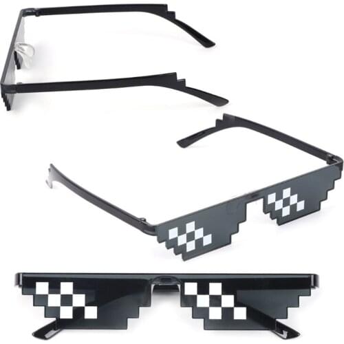 Mosaic Sunglasses Trick Toy Thug Life Glasses Deal With It Glasses Pixel Women Men Black Mosaic Sunglasses Funny toy Oct26