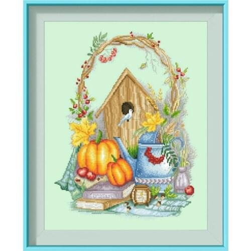 Autumn is coming cross stitch kits aida fabric 18ct 14ct 11ct light green canvas cotton thread embroidery kits DIY craft set
