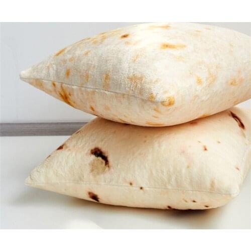 Burrito Tortilla Plush Cushion Cover 45X45Cm Mexican Pie Flannel Pillow Cover Home Decor Sofa Decorative Cushions For Bed Living